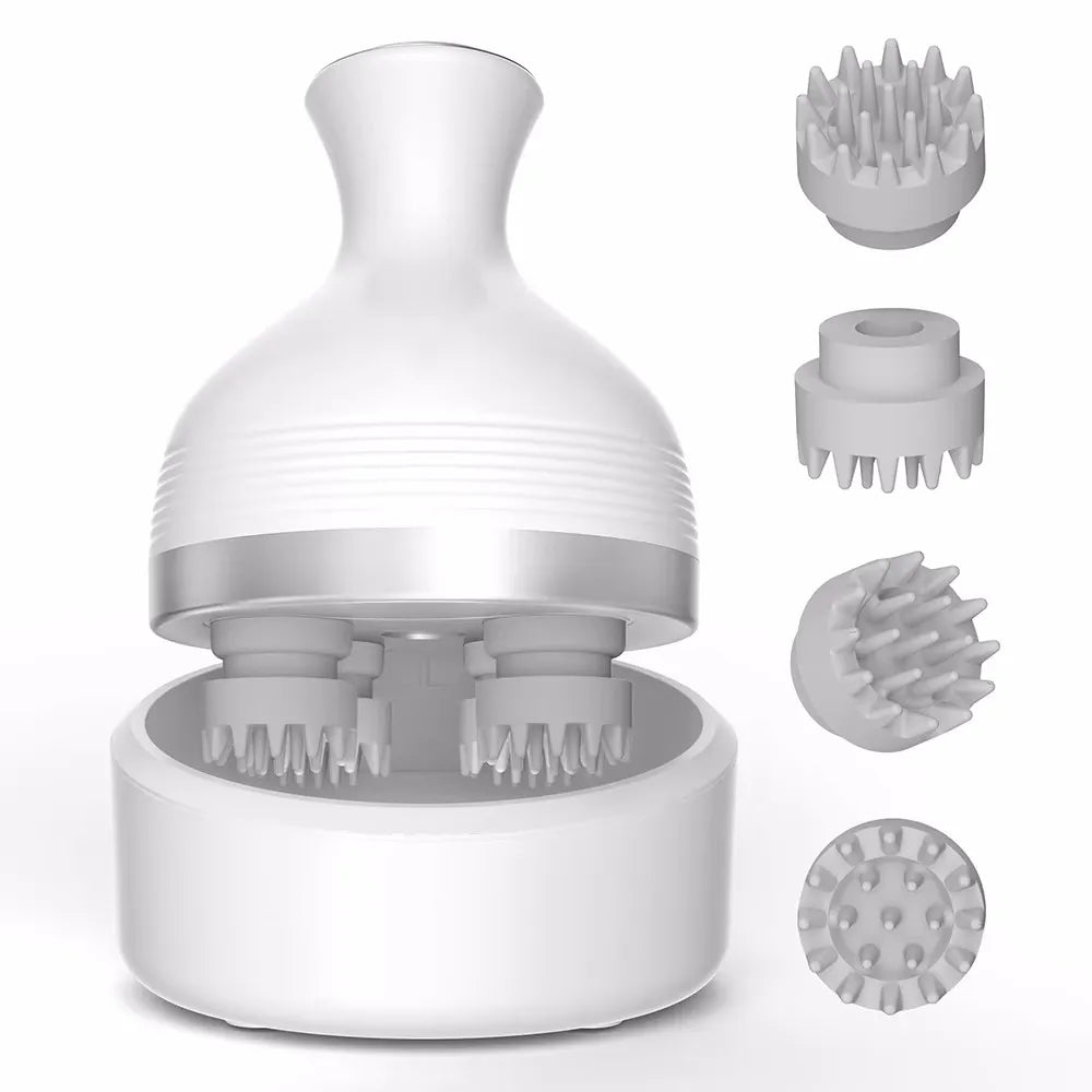 Electric Head Scalp Massager Body Massage Neck Deep Tissue 4 Kneading for Hair Growth Wireless Stress Relax and Cat Pet Claw